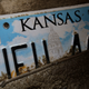 An old Kansas license plate, photographed in 2008.